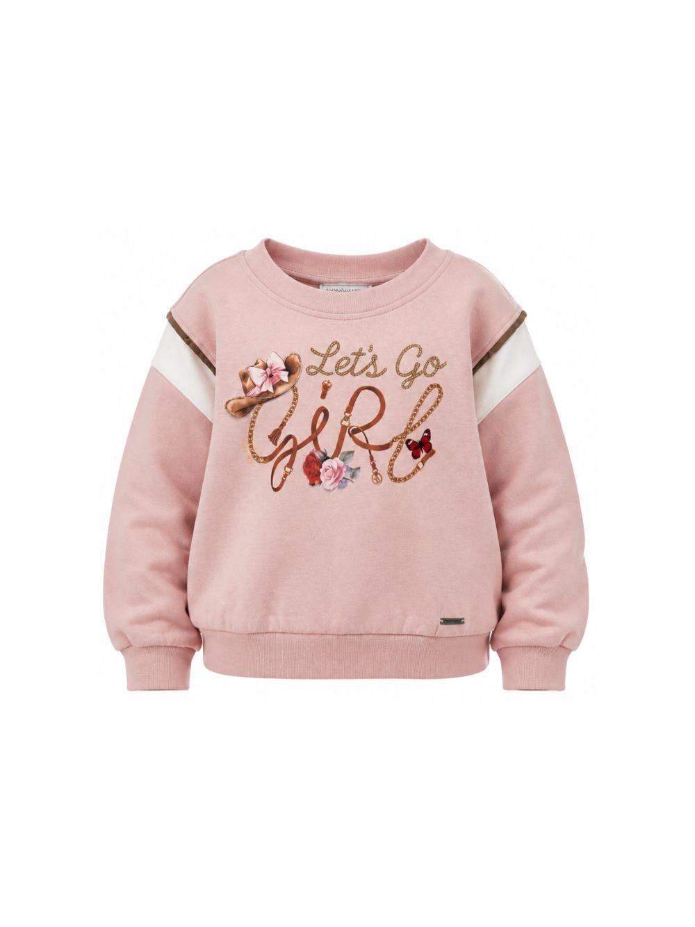 Felpa per bambina Monnalisa Kids rosa con stampa grafica 19H600RU 8006 094F MONNALISA KIDS