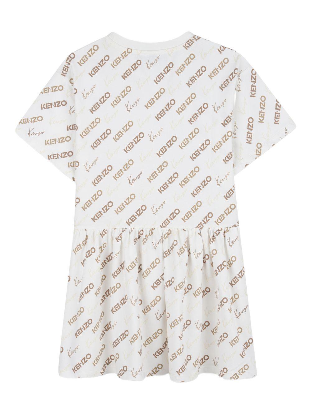 Abito per bambina Kenzo Kids bianco con stampa logo all-over K61850 117 KENZO KIDS