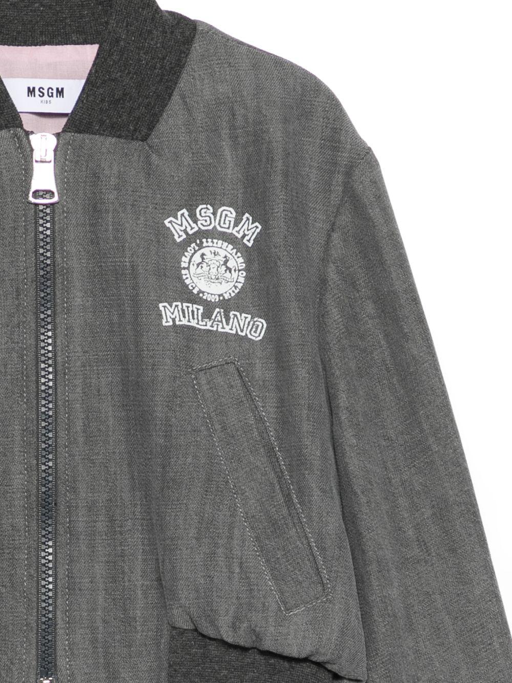 Giubbino per bambina MSGM Kids grigio con dettaglio logo sul davanti S6MSJGBO309 102 MSGM KIDS