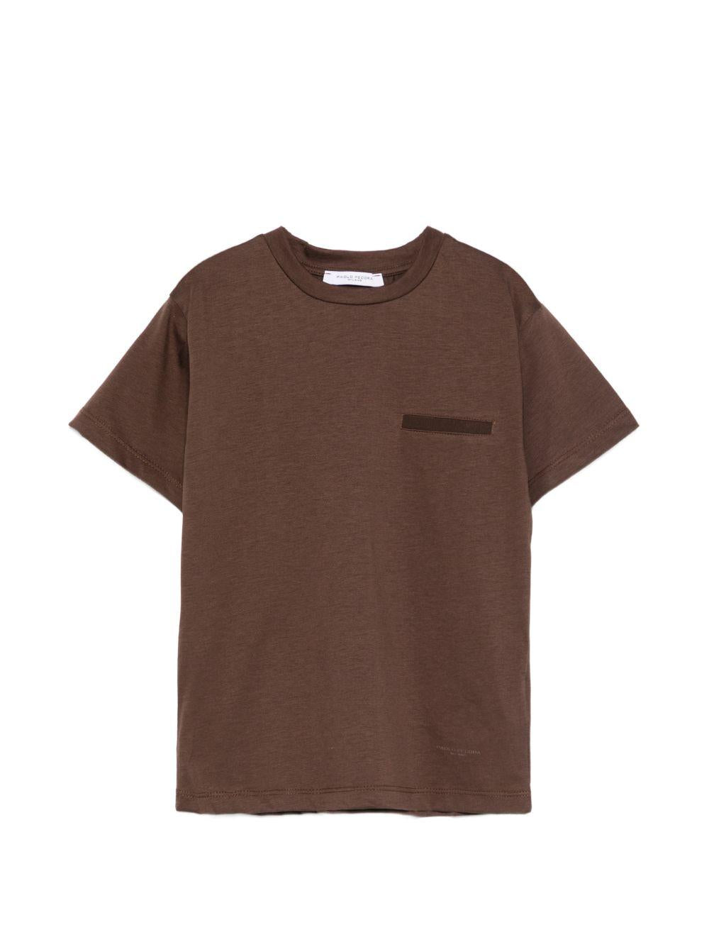T-shirt per bambino Paolo Pecora Kids marrone con taschino PP4213 EBANO PAOLO PECORA KIDS
