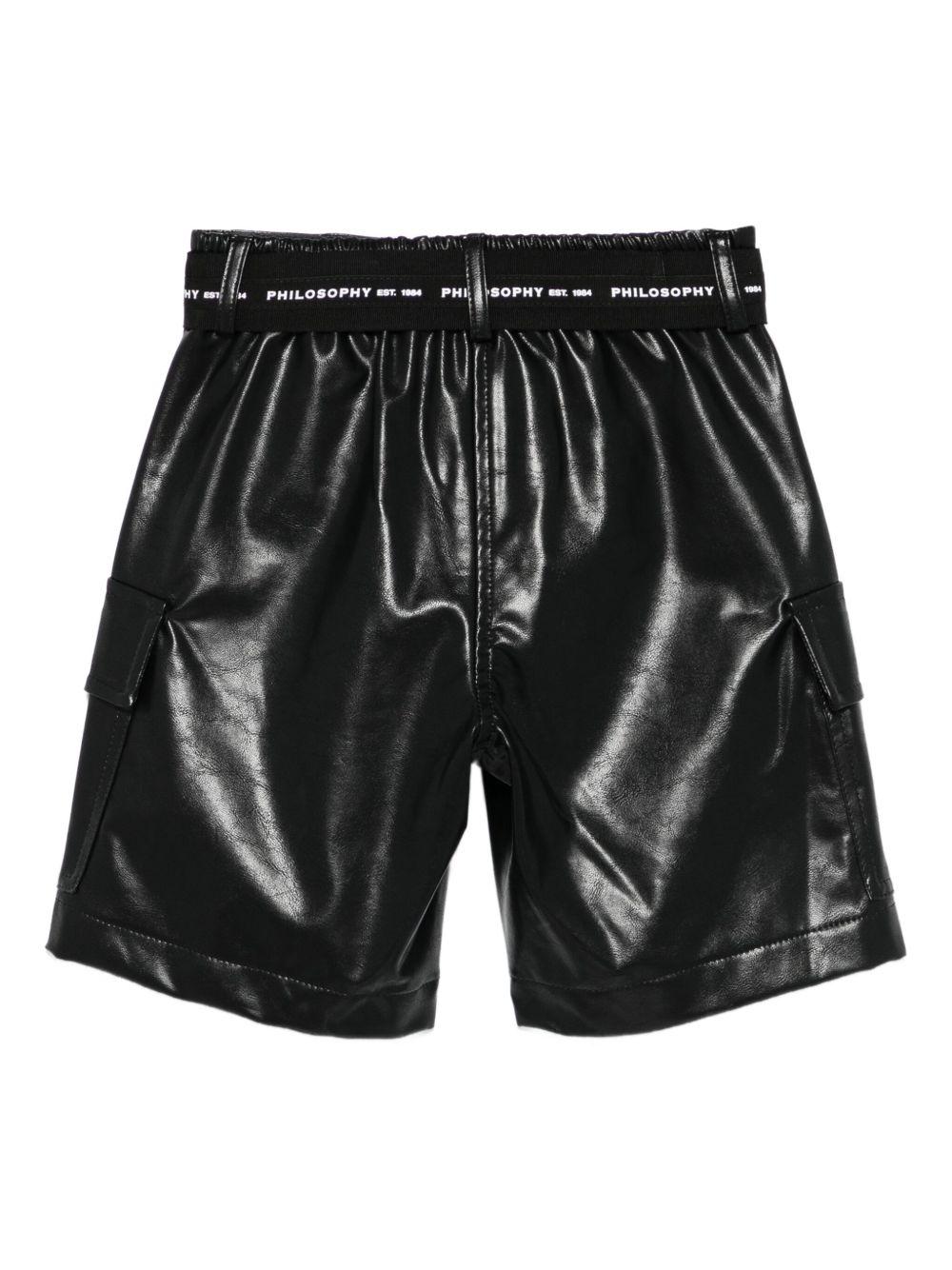 Shorts per bambina Philosophy Di Lorenzo Serafini Kids nero con cintura I1F409 6404 P050 PHILOSOPHY
