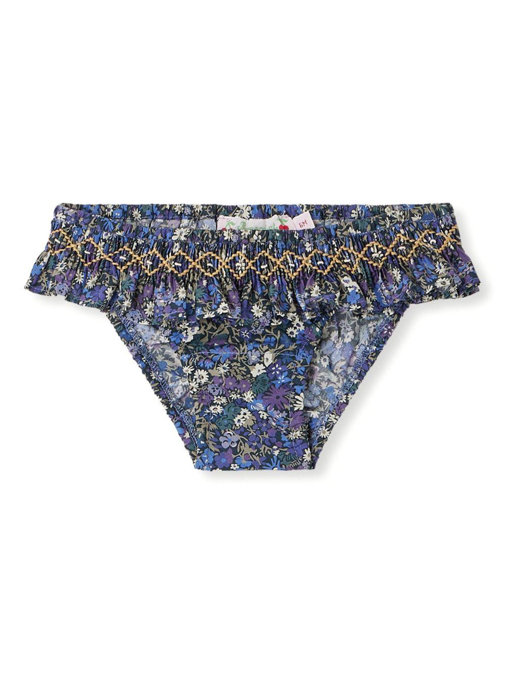 Slip bikini a fiori per neonata Bonpoint blu con vita elasticizzata S05XSSW00001 577 BONPOINT