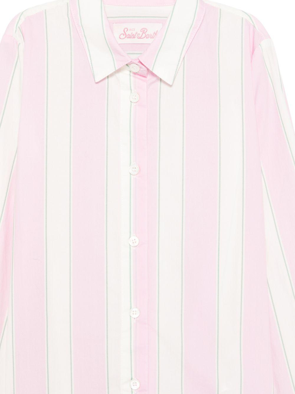 Camicia per bambina MC2 Saint Barth Kids rosa con design a righe BRIG003 00897L MC2 ST. BARTH KIDS
