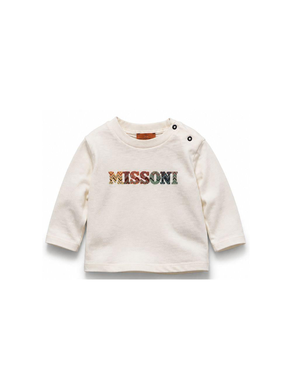 T-shirt per neonato Missoni Kids bianca con dettaglio logo a zigzag MZ8310 Z3672 102 MISSONI KIDS