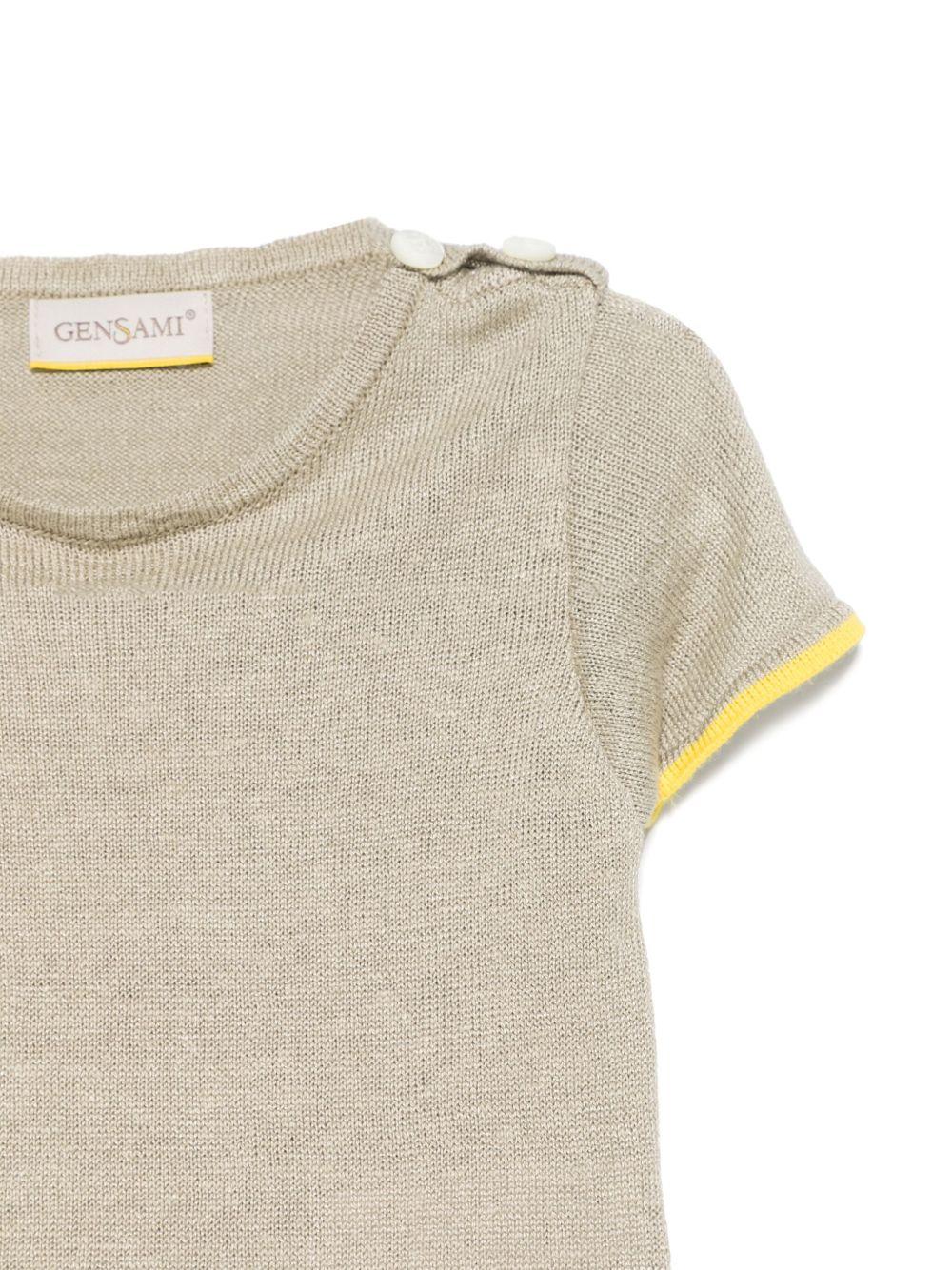 T-shirt per neonata Gensami kids grigio in maglia GIR01-B-SOFT GREY BEIGE GENSAMI
