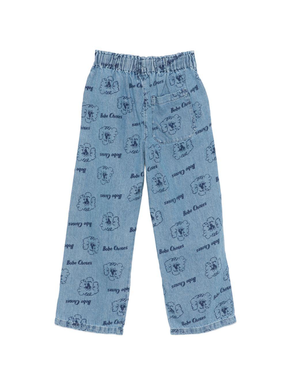 Pantaloni per bambino Bobo Choses denim con stampa Pickles The Dog all-over B126AC096 461 BOBO CHOSES KIDS