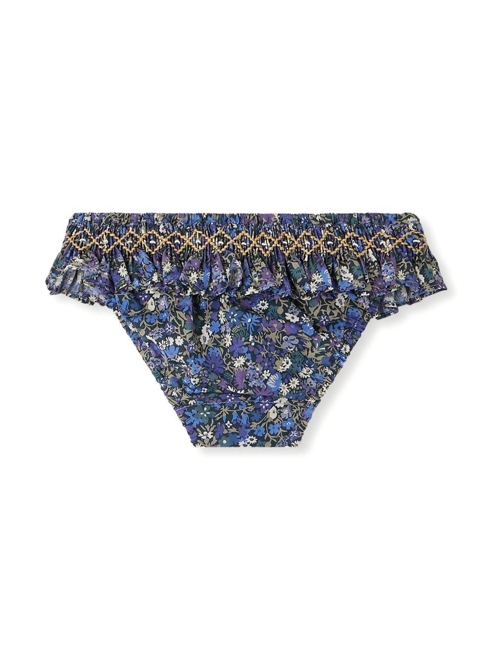 Slip bikini a fiori per neonata Bonpoint blu con vita elasticizzata S05XSSW00001 577 BONPOINT