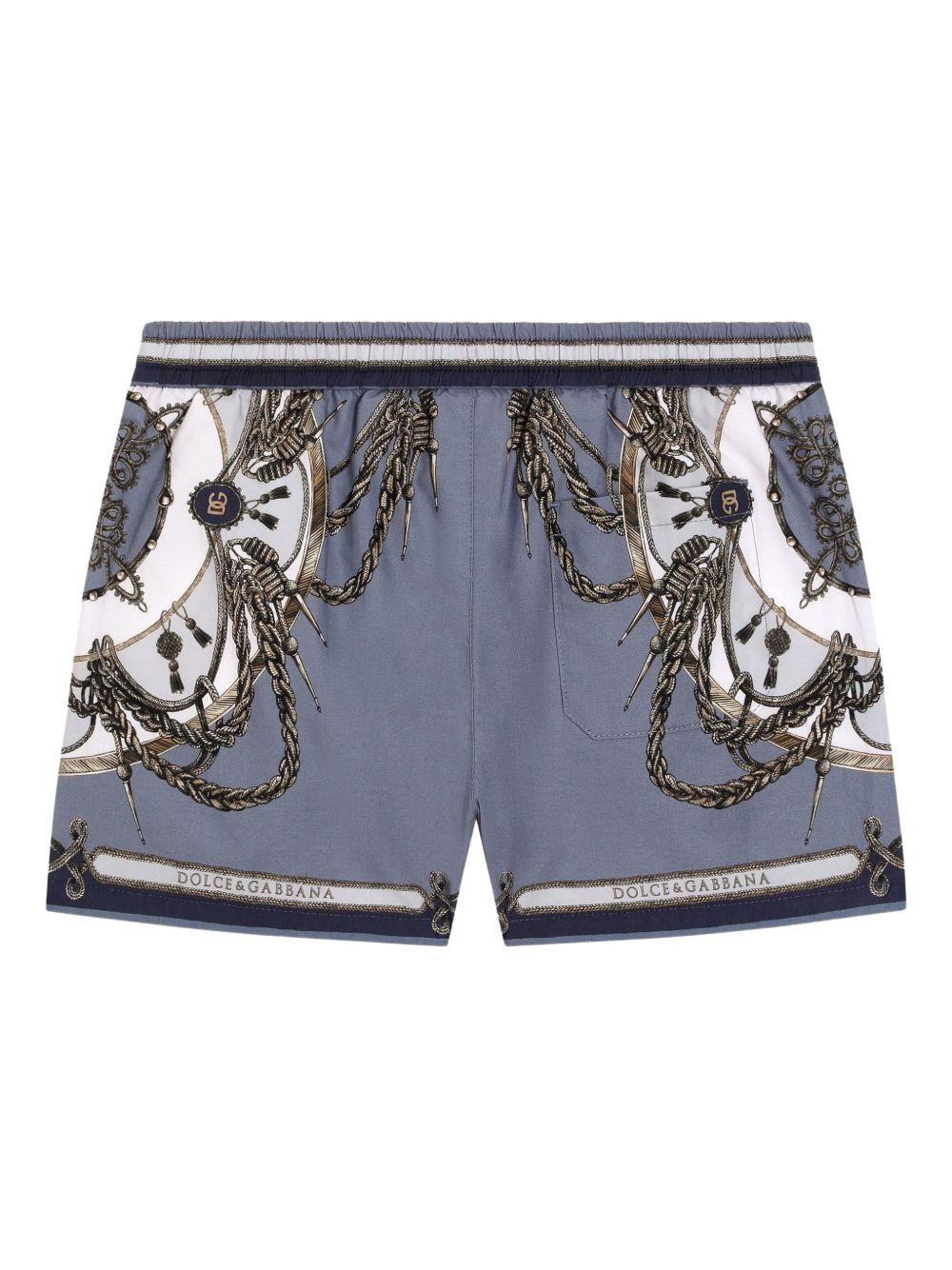 Shorts per neonato Dolce & Gabbana Kids blu con vita elasticizzata L14Q07 FI5NQ HT5XB DOLCE & GABBANA KIDS