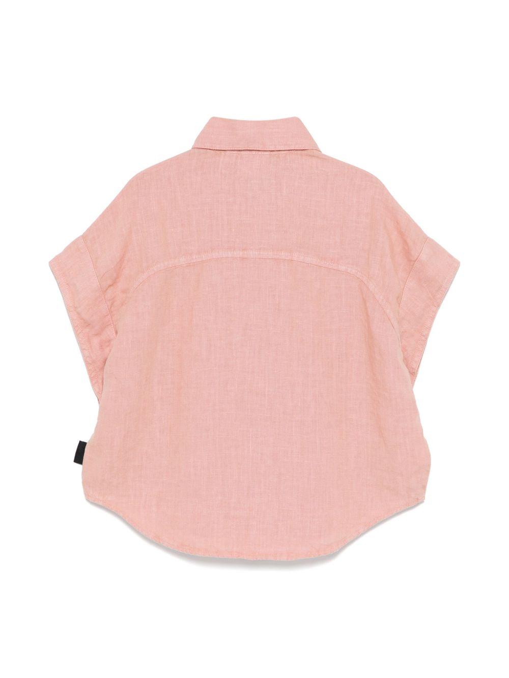 Camicia in lino per bambina Aspesi Kids rosa con colletto classico S25011CCL6000 336 ASPESI