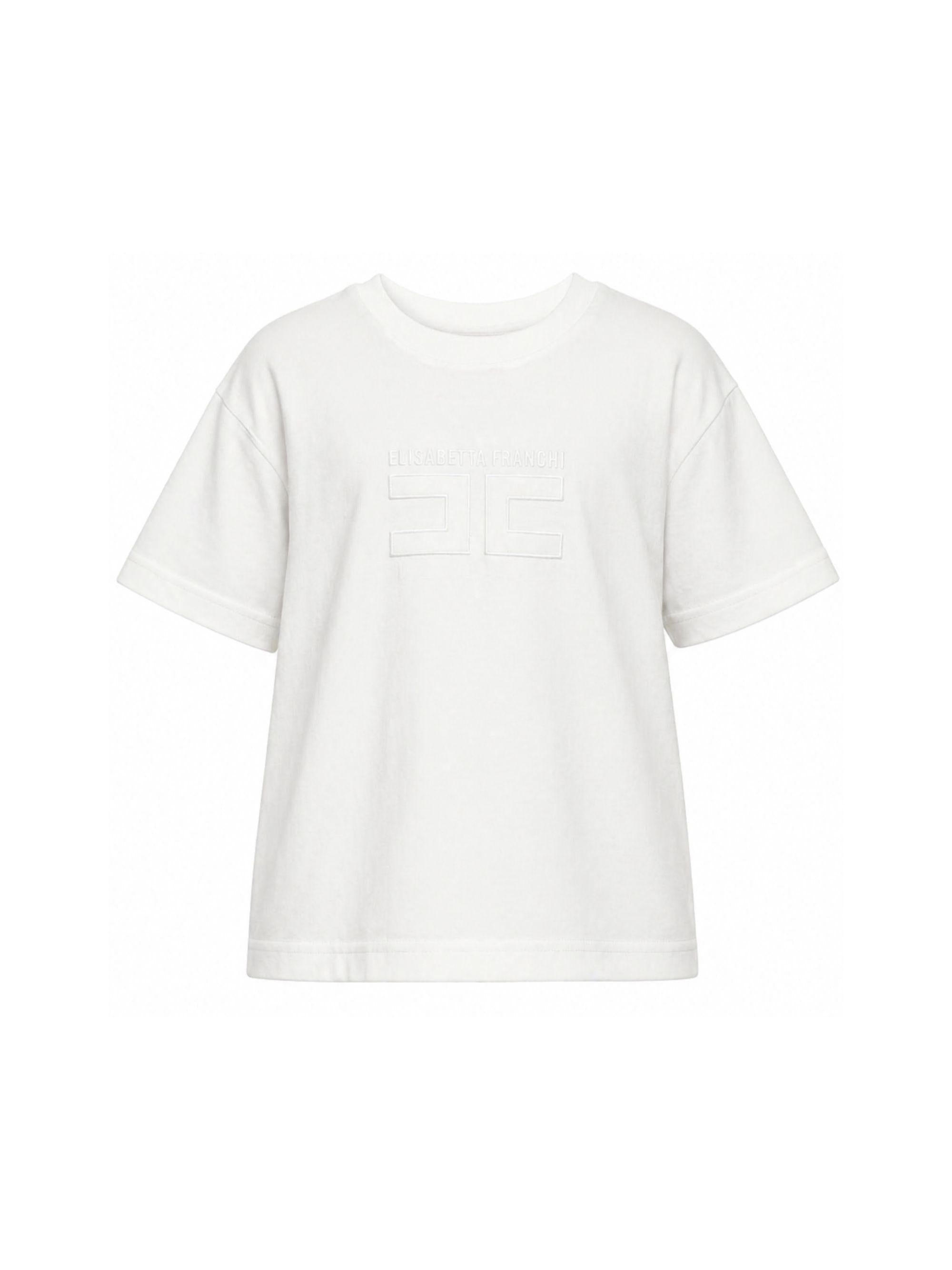T-shirt per bambina Elisabetta Franchi La Mia Bambina bianca con logo sul davanti EFTS2560JE006 0004 ElISABETTA FRANCHI