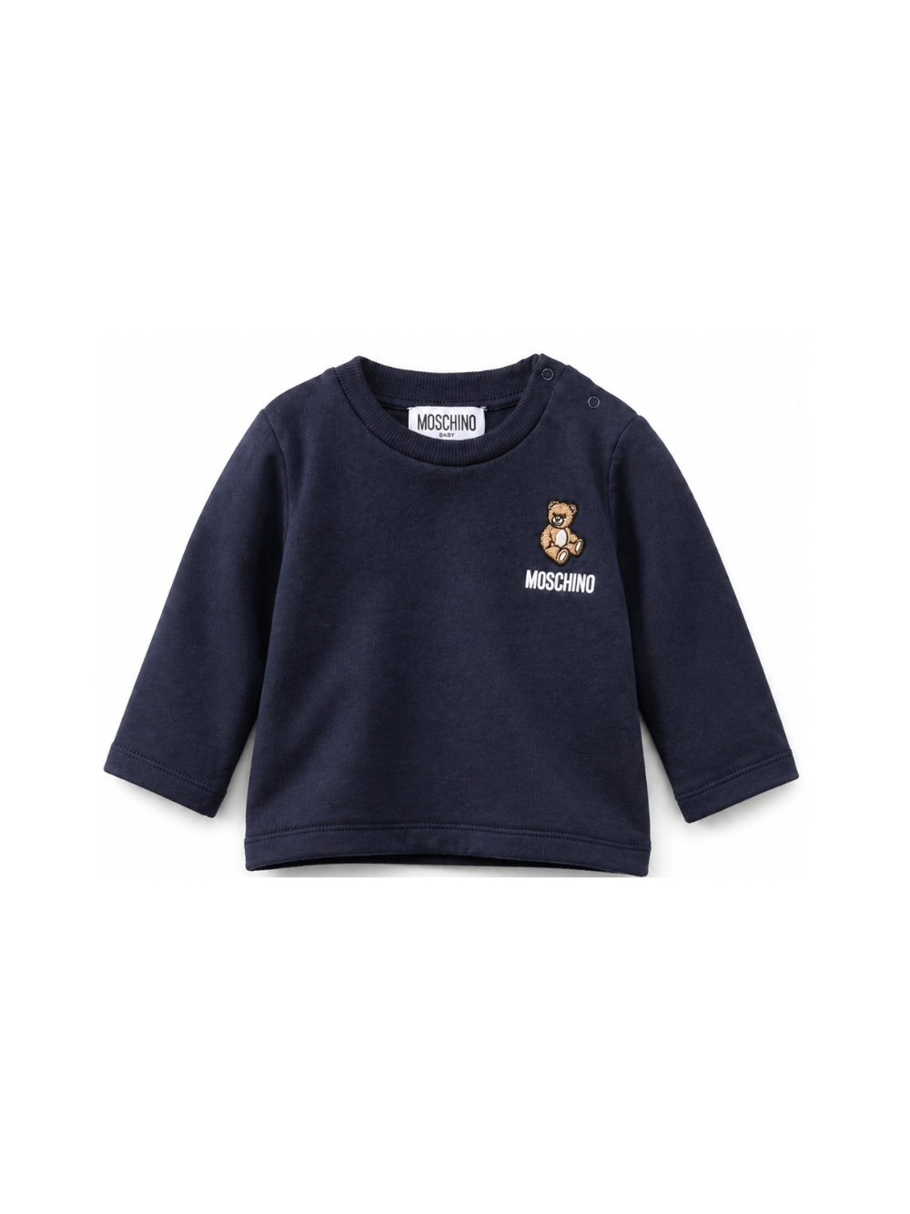 T-shirt per neonati Moschino Kids blu con ricamo Teddy Bear MUO01DLAA10 40016 MOSCHINO KIDS