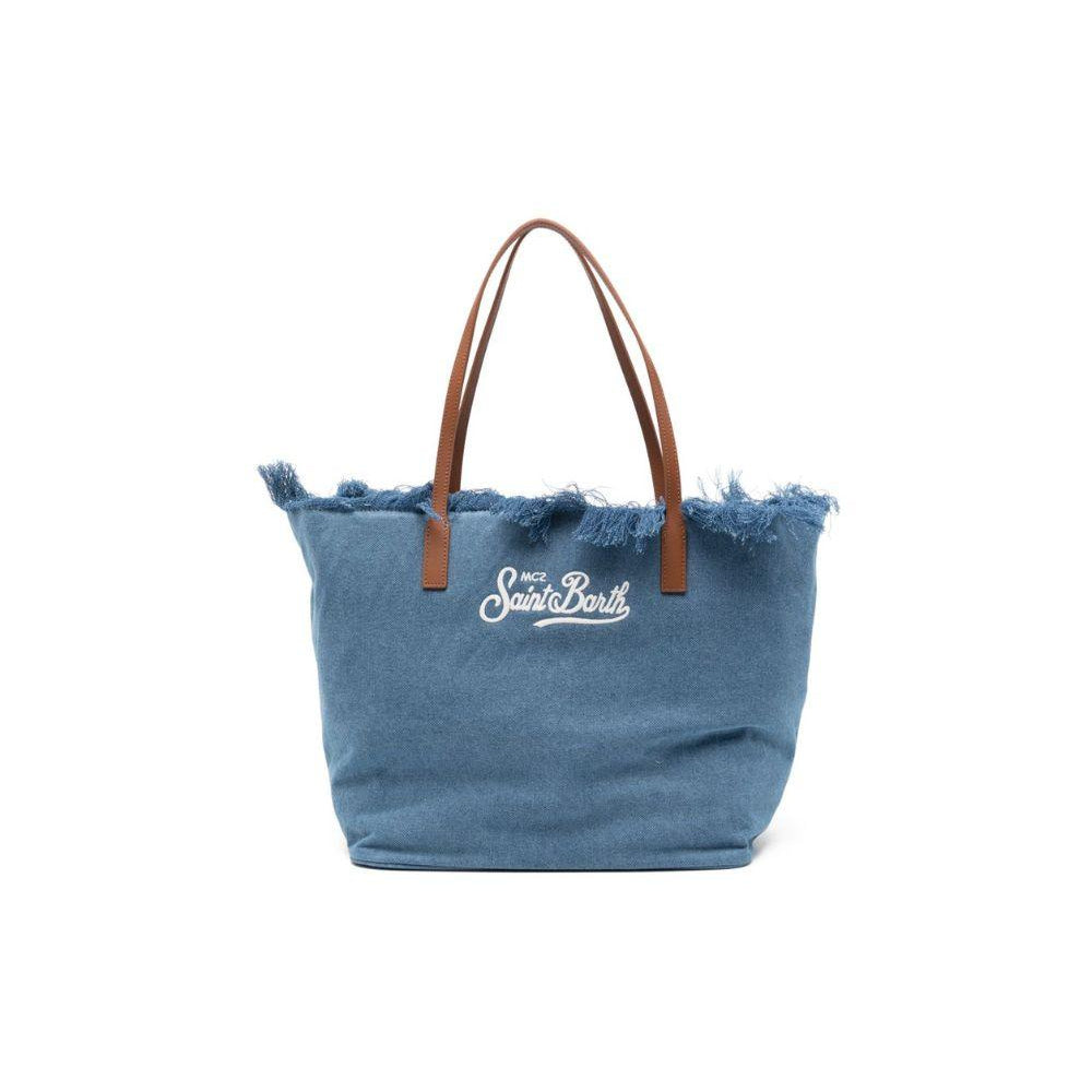 Borsa da spiaggia MC2 Saint Barth denim con dettaglio frange CBF0001 00436L MC2 ST. BARTH KIDS