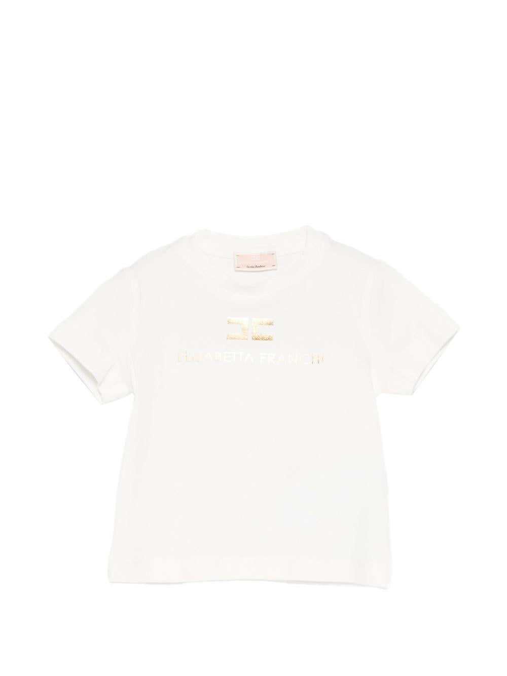 T-shirt per neonata Elisabetta Franchi La Mia Bambina bianca con dettaglio logo EGTS1080JE006 0115 ElISABETTA FRANCHI