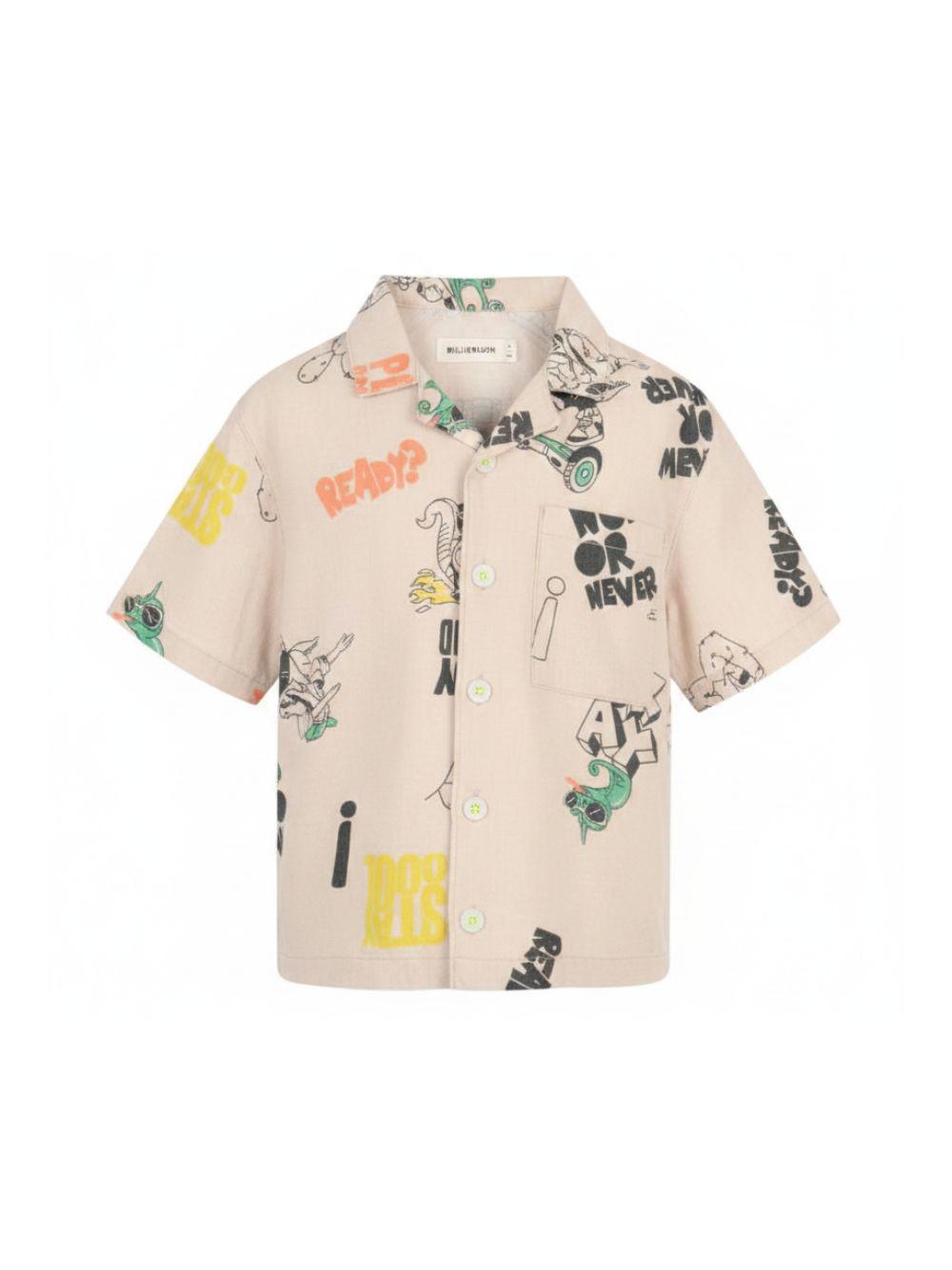 Camicia per bambino Billieblush beige con stampa grafica all-over U21686 130 BILLIEBLUSH KIDS