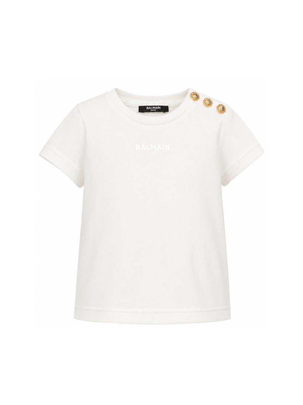 T-shirt da bambina Balmain Kids bianca con bottoni BY8A01 Z3672 102OR BALMAIN KIDS