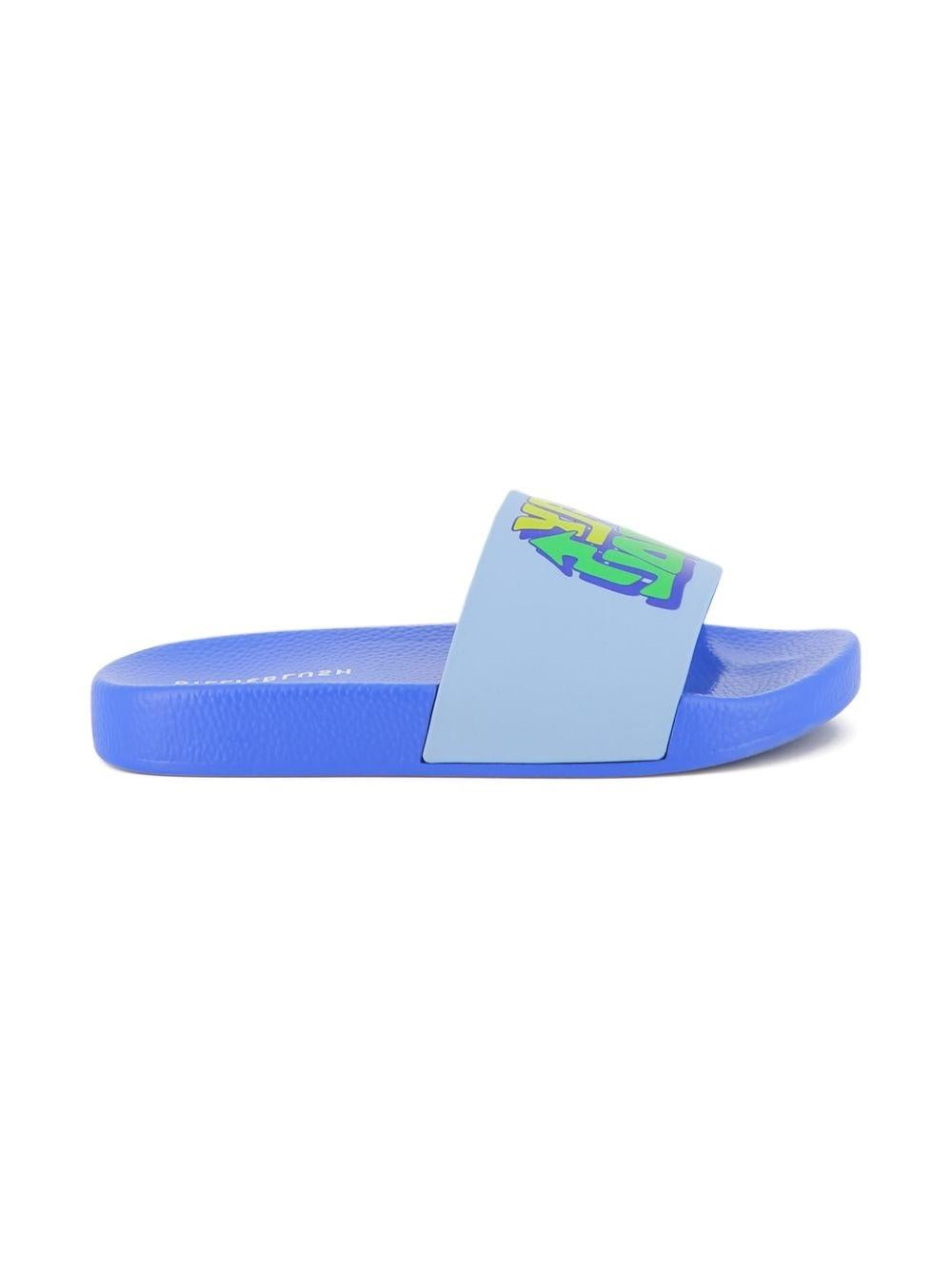 Sandali slides per bambino Billieblush blu con stampa grafica U22094 813 BILLIEBLUSH KIDS