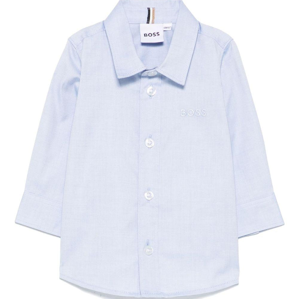 Camicia per neonato Boss Kids azzurro con logo ricamato J52681 77D BOSS KIDS