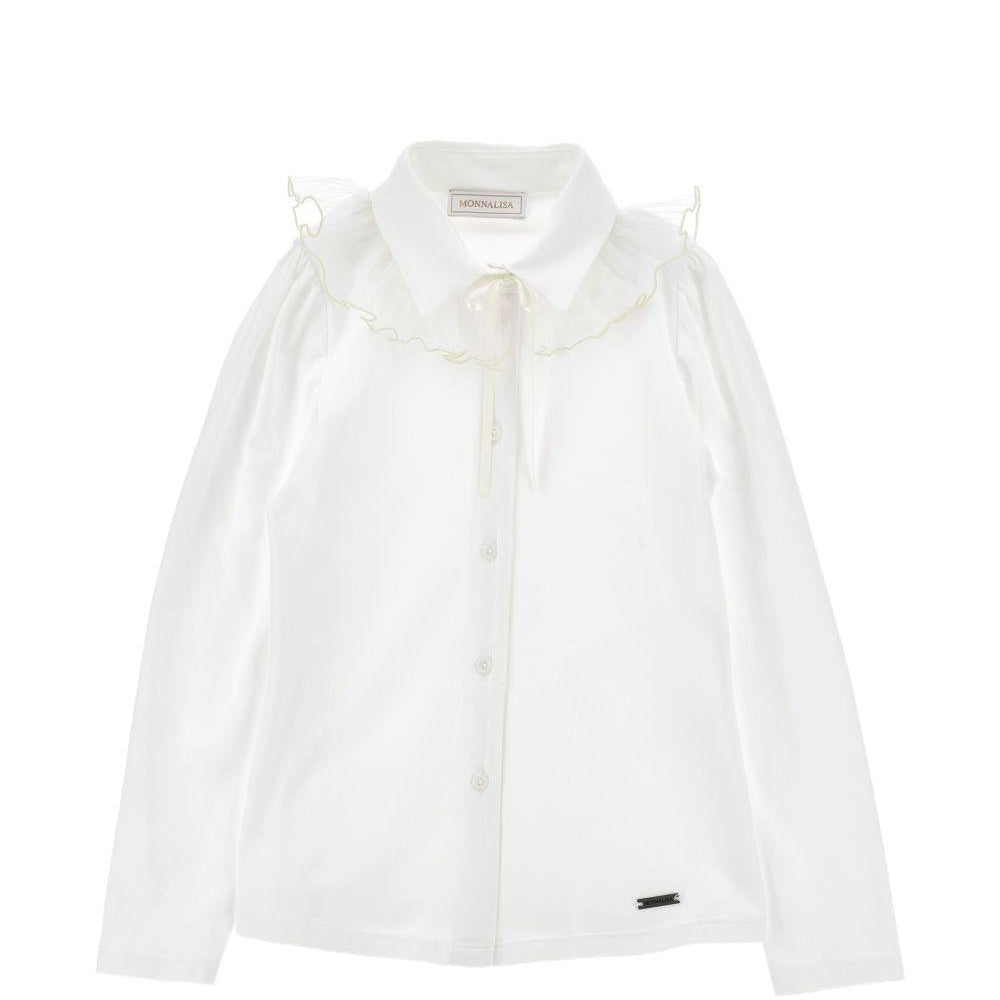 Camicia per bambina Monnalisa Kids bianca con colletto con ruches 17H300 8201 0001 MONNALISA KIDS