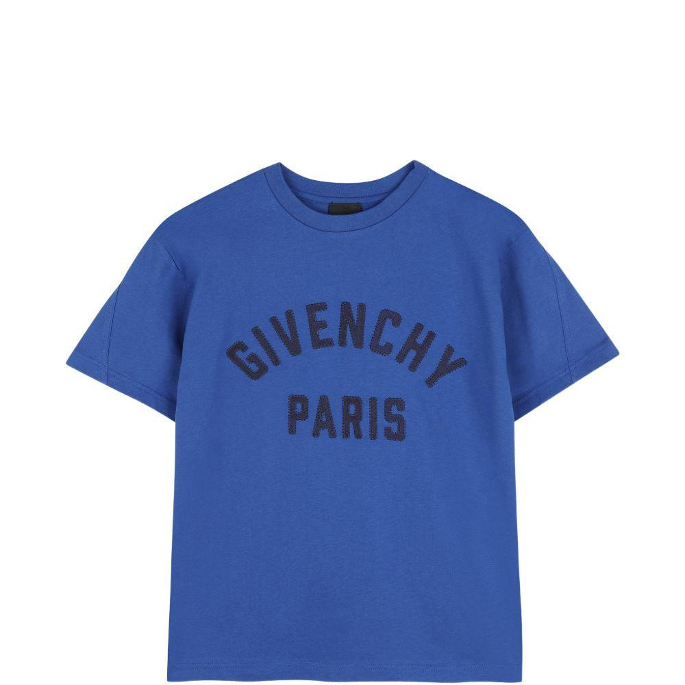 T-shirt per bambini Givenchy Kids blu con stampa logo sul davanti H31345 865 GIVENCHY KIDS