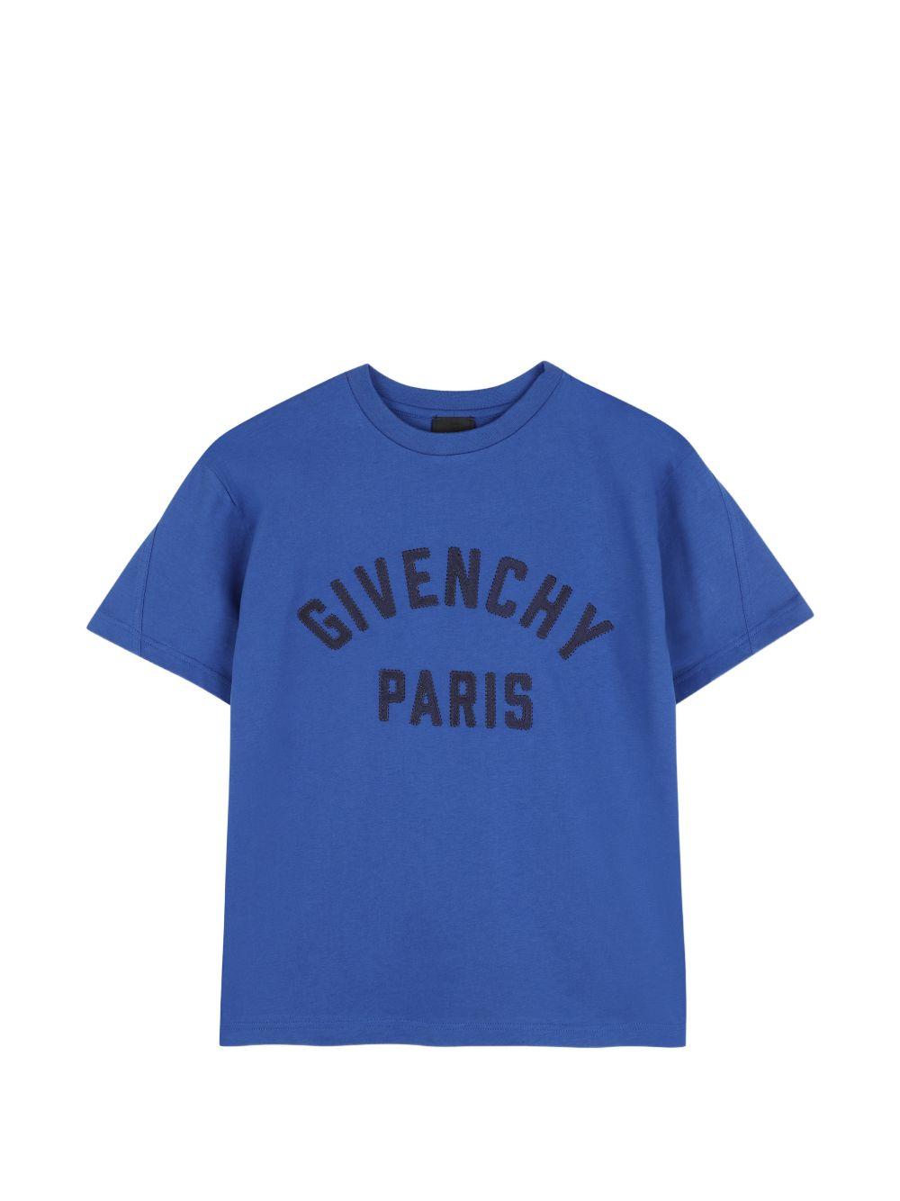 T-shirt per bambini Givenchy Kids blu con stampa logo sul davanti H31345 865 GIVENCHY KIDS