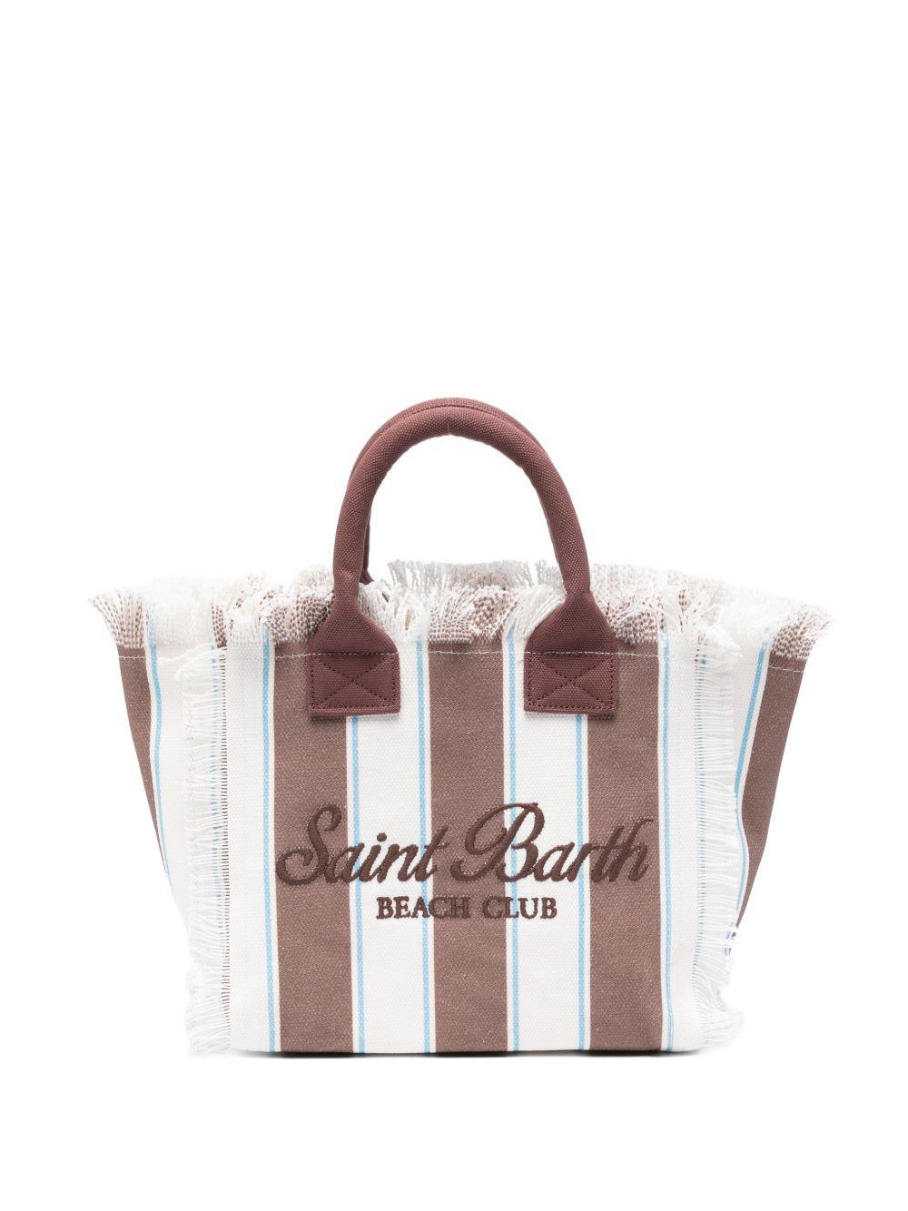 Borsa Colette MC2 Saint Barth bianca e marrone con motivo a righe COL0001 02597L MC2 ST. BARTH KIDS