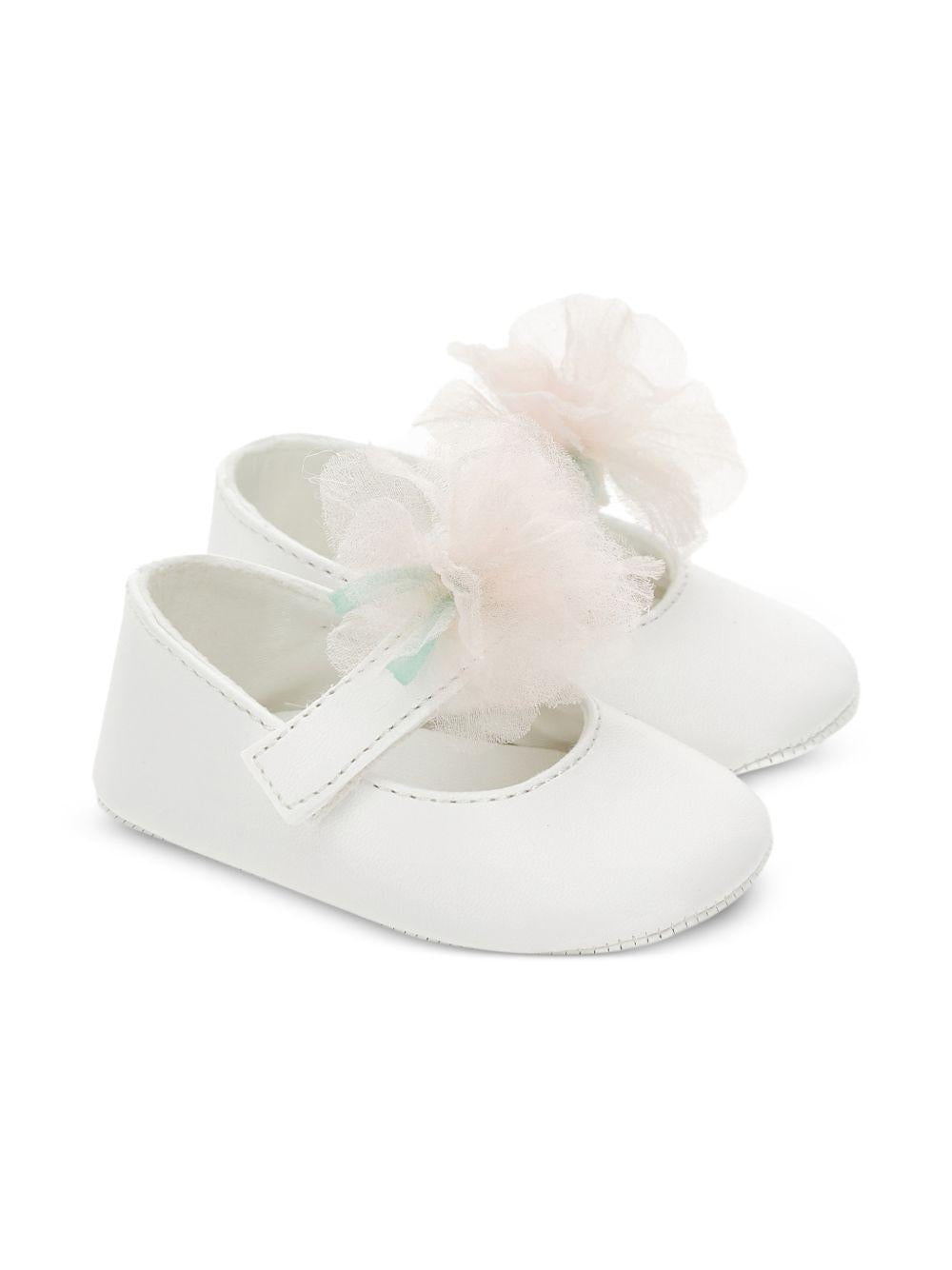Scarpine primi passi per neonata Monnalisa bianche con applicazione a fiore 73G001 7768 0001 MONNALISA KIDS