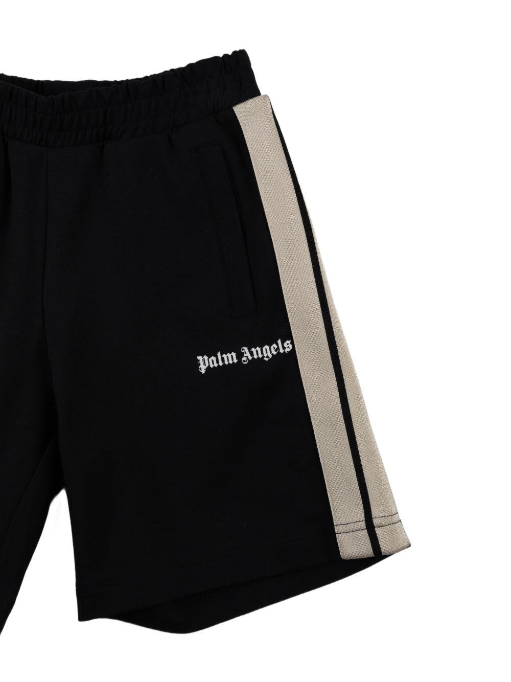 Shorts per bambino Palm Angels Kids nero con righe laterali PBCL001S26FAB001 110 PALM ANGELS KIDS