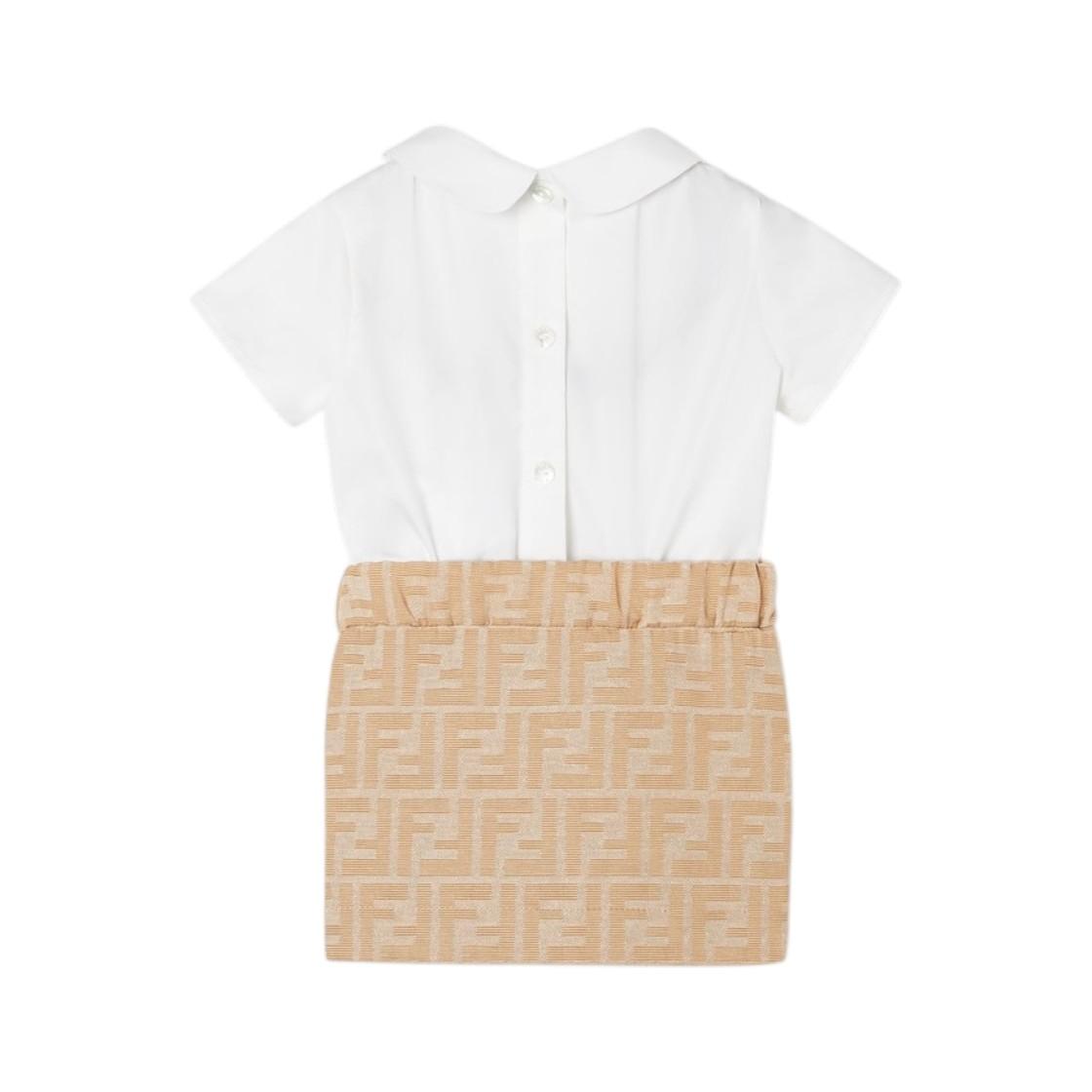 Abito per neonata Fendi Kids beige con gonna in tessuto jacquard BFB583 AQTK F1P2N FENDI KIDS