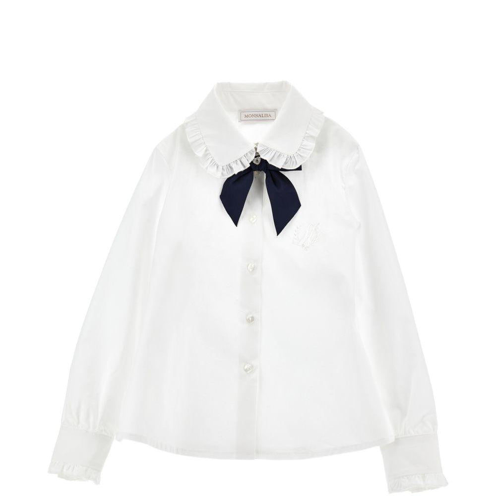 Camicia per bambina Monnalisa Kids bianca con colletto con ruches 18HANA 8153 9956 MONNALISA KIDS