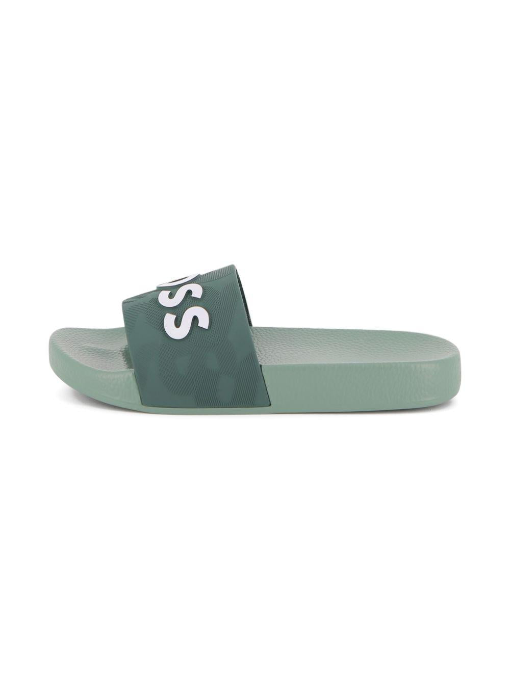 Ciabatte da bambino Boss Kids verde con logo J52799 68C BOSS KIDS