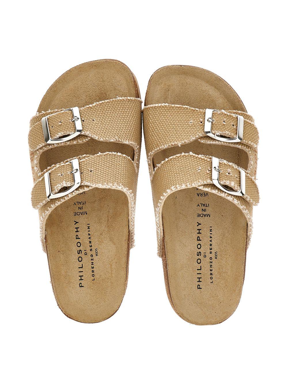 Ciabatte per bambina Philosophy di Lorenzo Serafini Kids beige con chiusura a fibbia I8G007 7717 0003 PHILOSOPHY KIDS