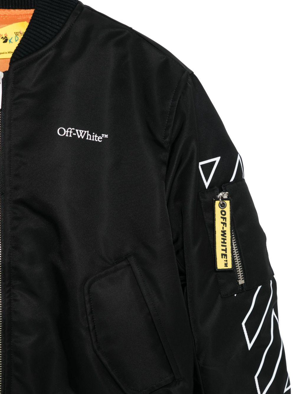 Bomber per bambino Off-White Kids nero con maniche con freccia OBEH002F25FAB001 1001 OFF WHITE KIDS