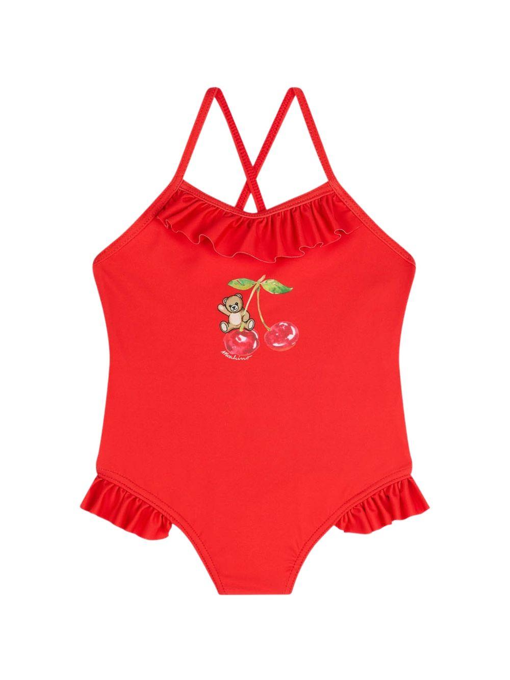 Costume intero per neonata Moschino Kids rosso con ruches MBL00GLKA11 50109 MOSCHINO KIDS