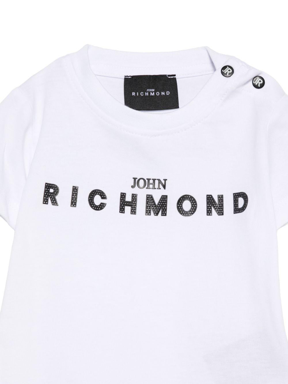 T-shirt per neonato Jhon Richmond Junior bianca con dettaglio logo RIP26002TS WHITE JOHN RICHMOND JUNIOR