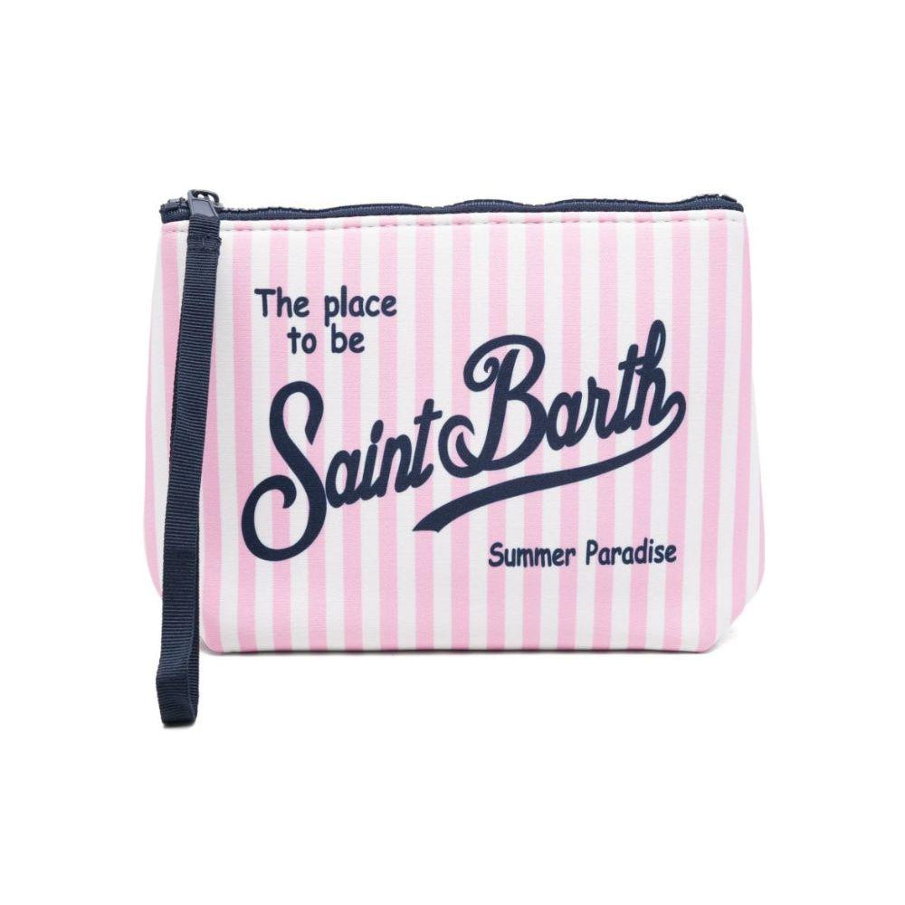 Pochette Aline MC2 Saint Barth bianco e rosa con motivo a righe ALIN001 09412L MC2 ST. BARTH KIDS