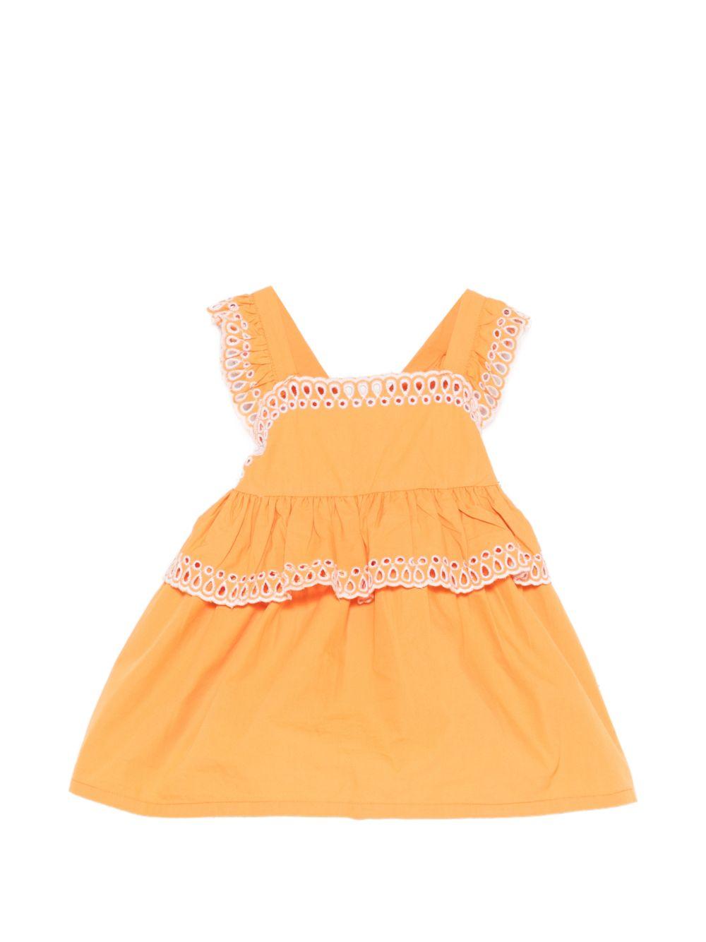 Abito per neonata Stella McCartney Kids arancione in pizzo sangallo TY1042 Z3459 465 STELLA McCARTNEY KIDS