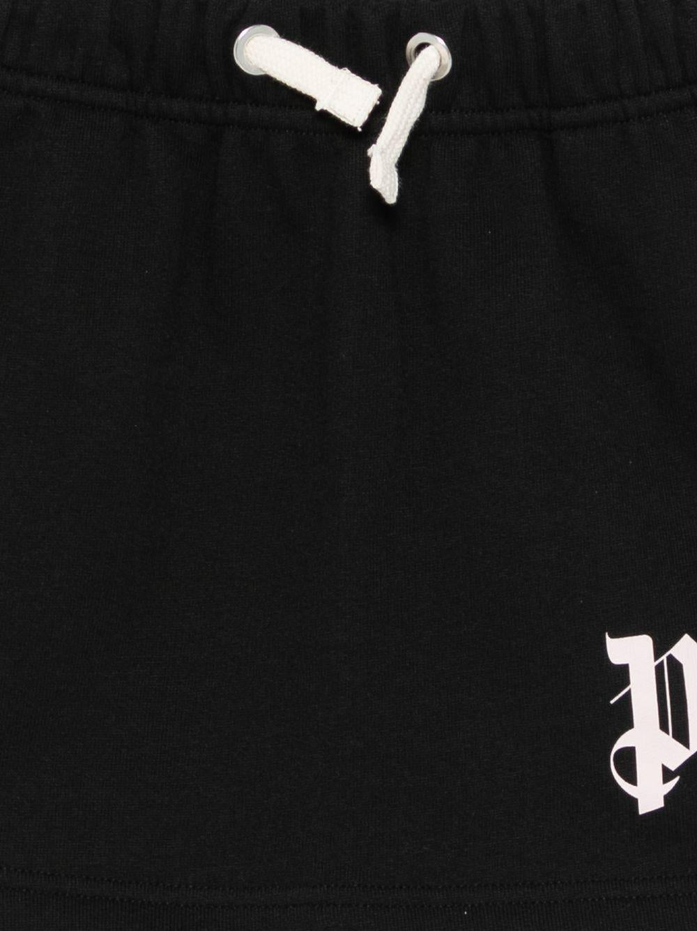 Gonna per bambina Palm Angels Kids nera con stampa logo PGCK001S26FLE001 110 PALM ANGELS KIDS