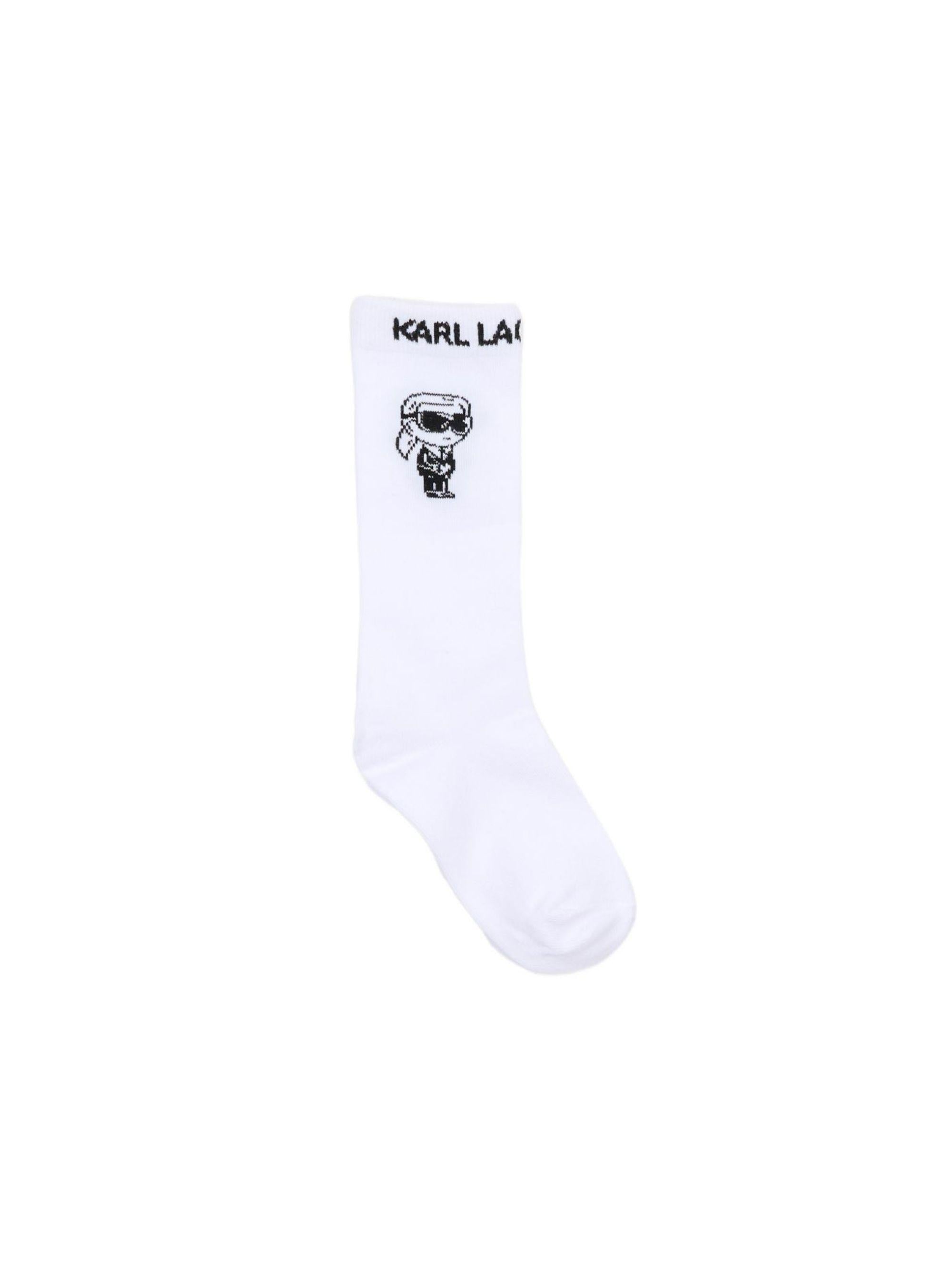 Calzini per bambini Karl Lagerfeld Kids bianchi con logo grafico Z31204 10P KARL LAGERFELD KIDS