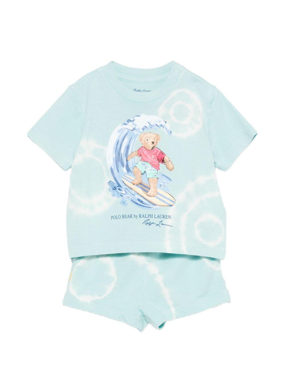Set t-shirt e shorts per neonato Polo Ralph Lauren Kids azzurro con motivo tie-dye 320B14132 001 Ralph Lauren kids