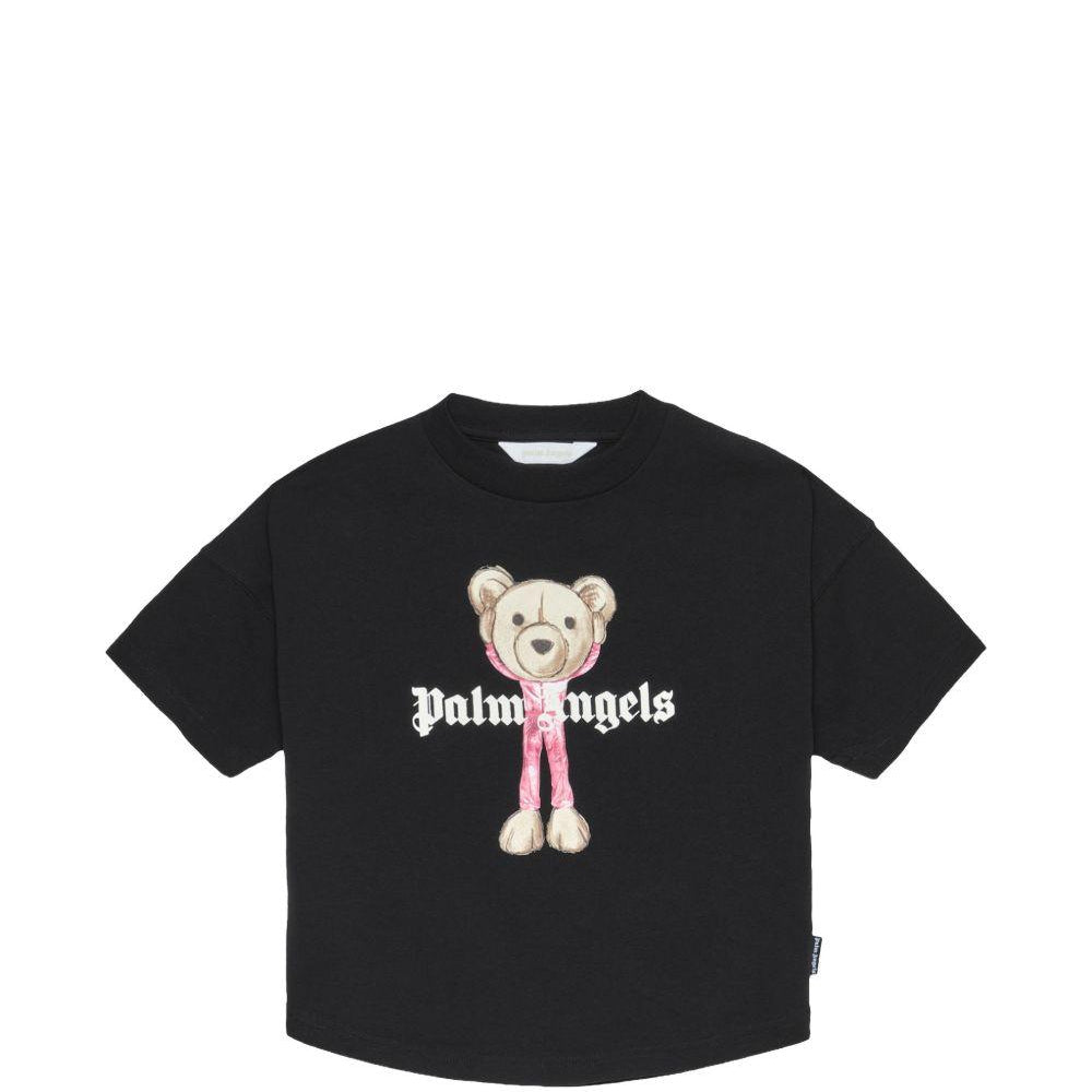 T-shirt per bambina Palm Angels Kids nera con stampa grafica PGAA001S26JER002 110 PALM ANGELS KIDS