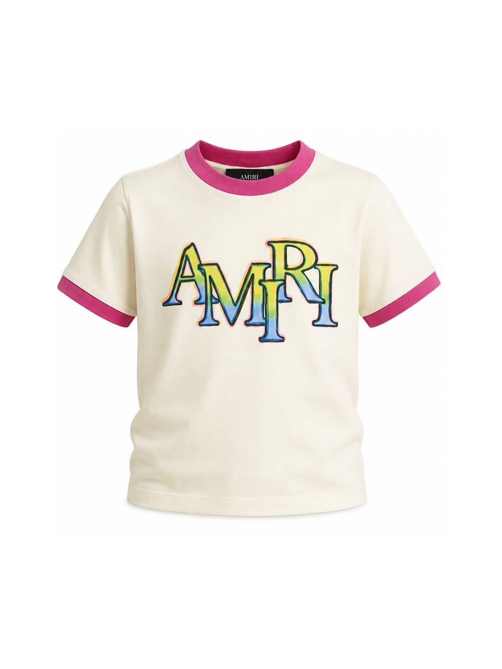 T-shirt per bambino Amiri Kids bianca con stampa logo sul davanti ACTOJR1029 127 AMIRI KIDS