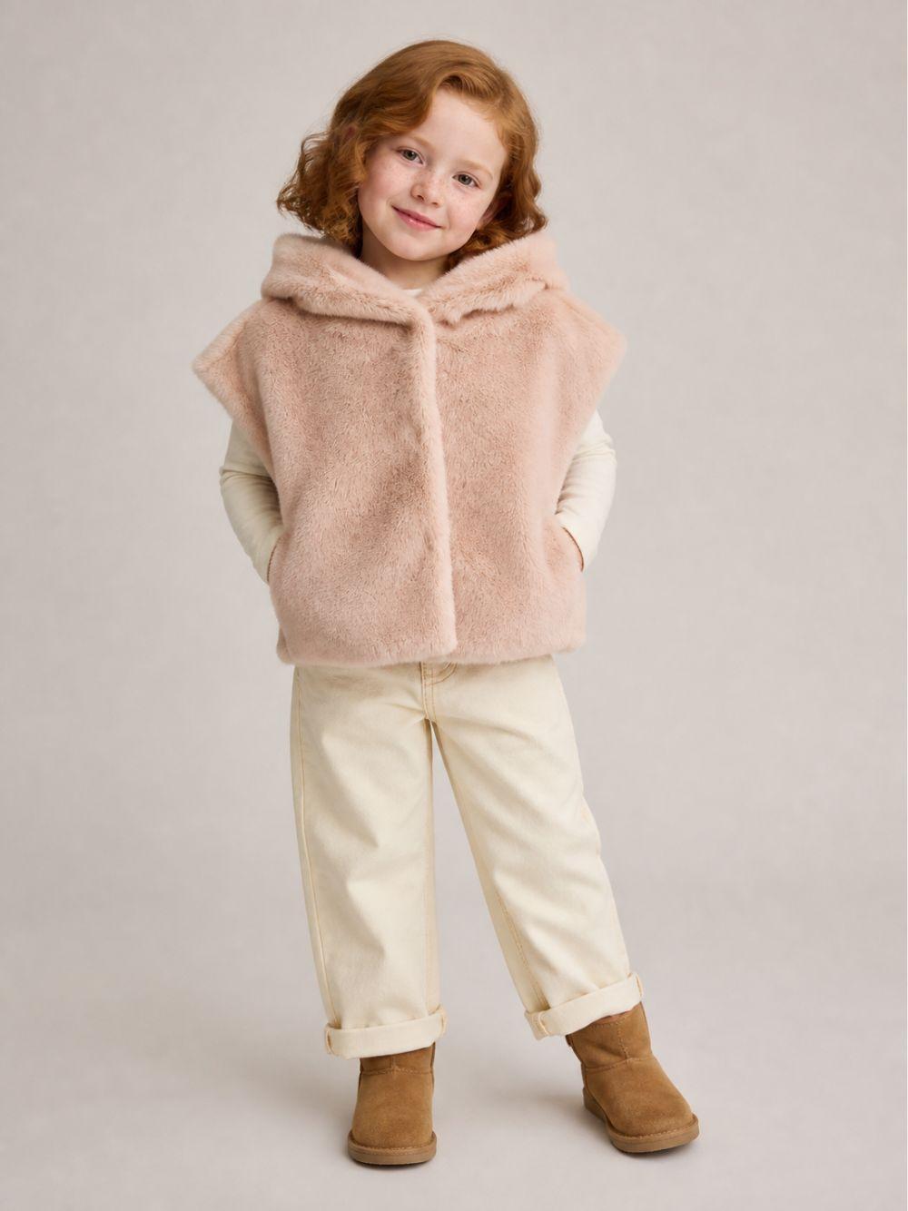 Gilet per bambina Monnalisa Kids rosa con design in pelliccia sintetica 17H105 8034 0091 MONNALISA KIDS