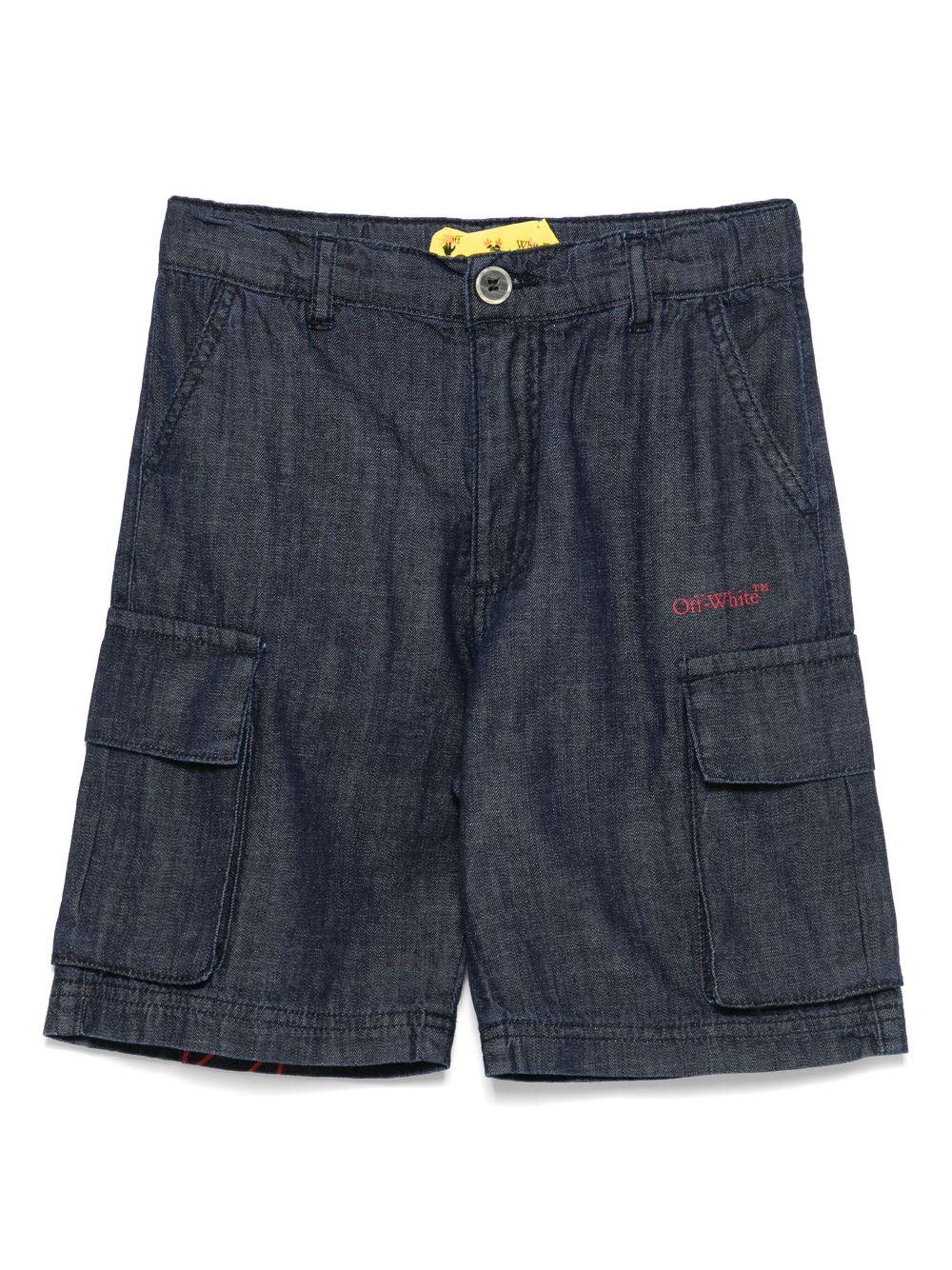 Shorts denim per bambino Off-White Kids blu con due tasche laterali OBYC002S25DEN001 4926 OFF WHITE KIDS