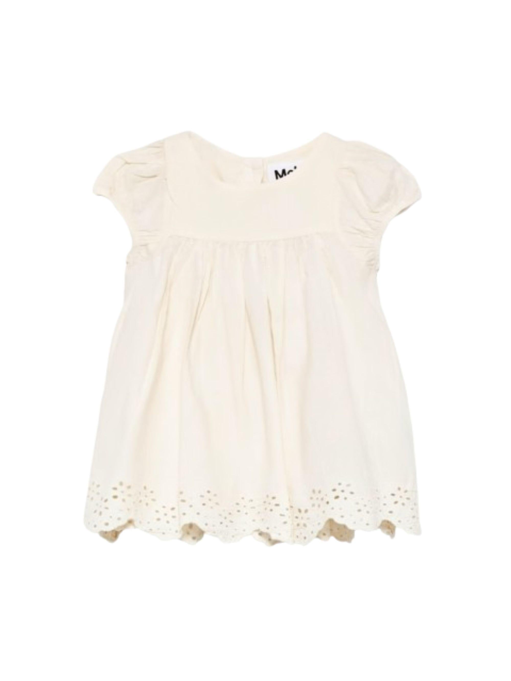 Abito Carmen per neonata Molo beige con dettagli ricamati 4S26E105 2444 MOLO KIDS