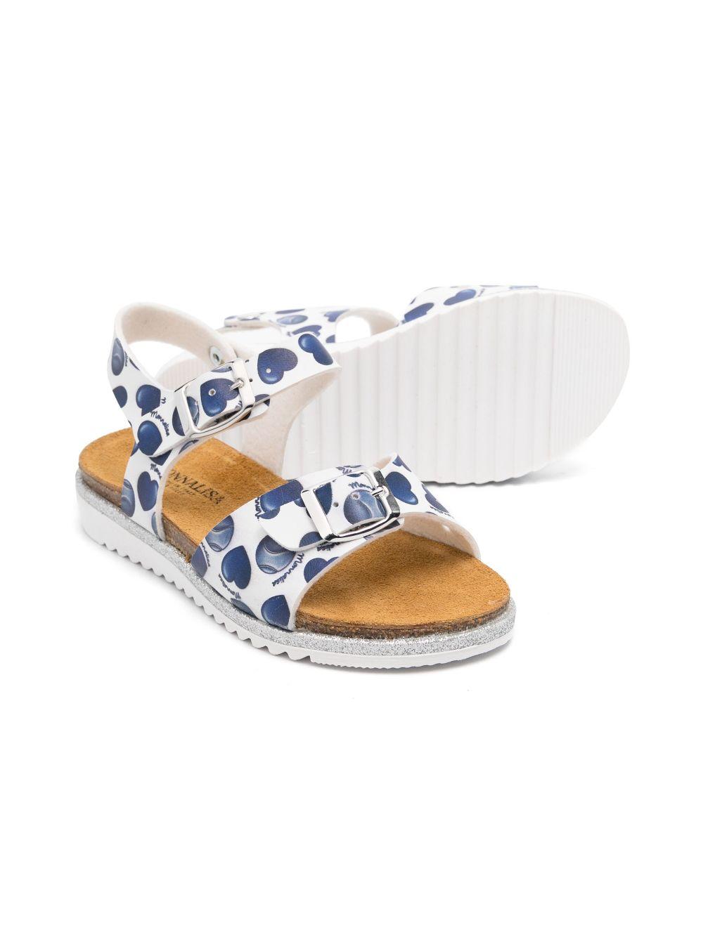 Sandali per bambina Monnalisa bianco con stampa a cuore blu 8CE008 5720 9956 MONNALISA