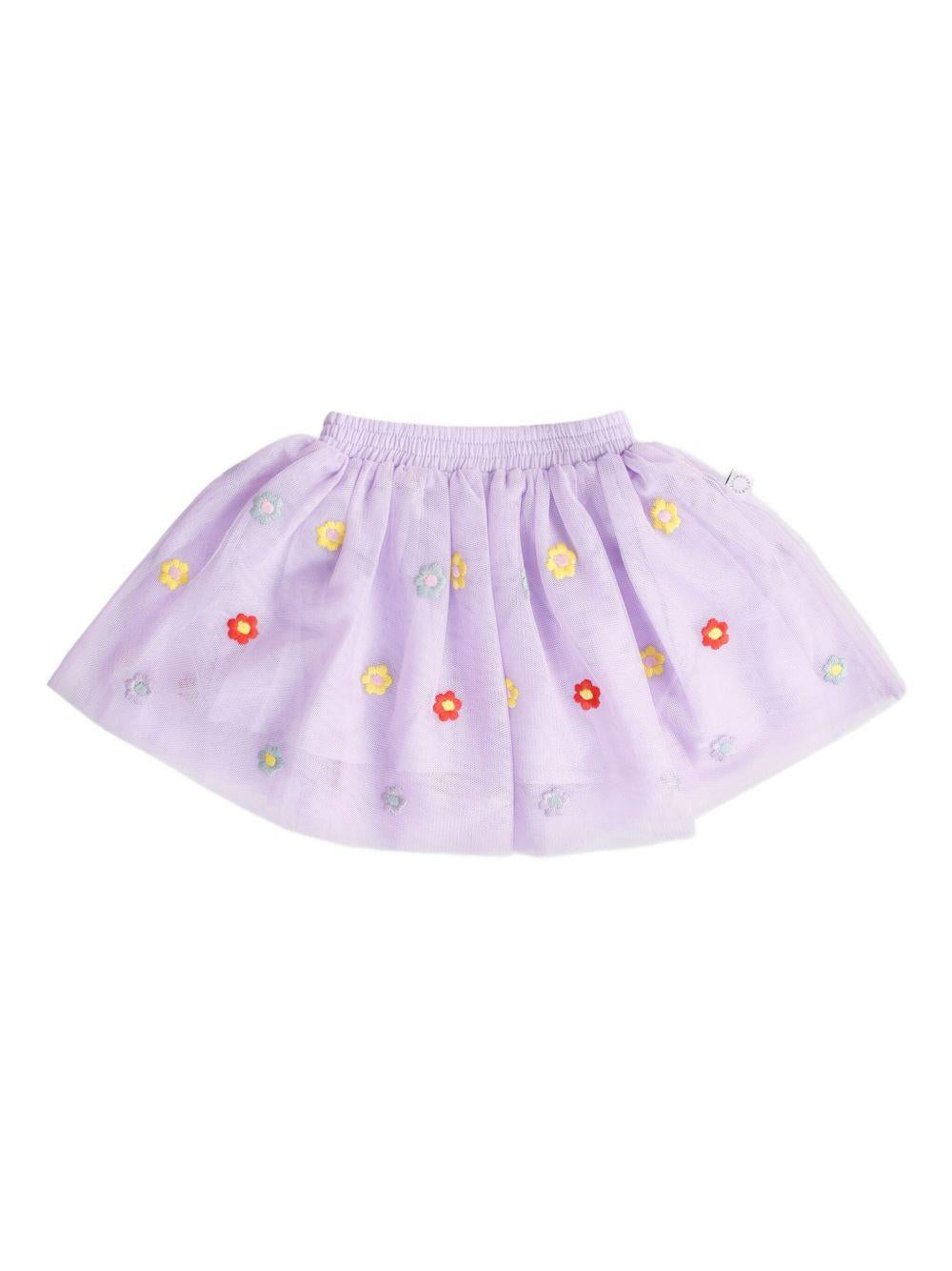Gonna per neonata Stella McCartney Kids lilla in tulle con ricamo floreale TX7001 Z3217 522EM STELLA McCARTNEY KIDS