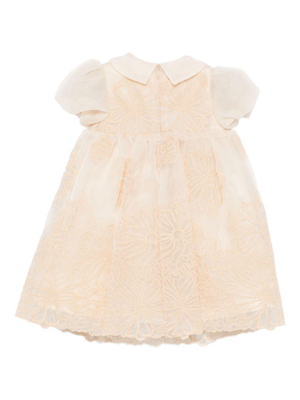 Abito per neonata Elie Saab Junior beige con gonna motivo floreale EGAB018TS1064 BGE ElIE SAAB