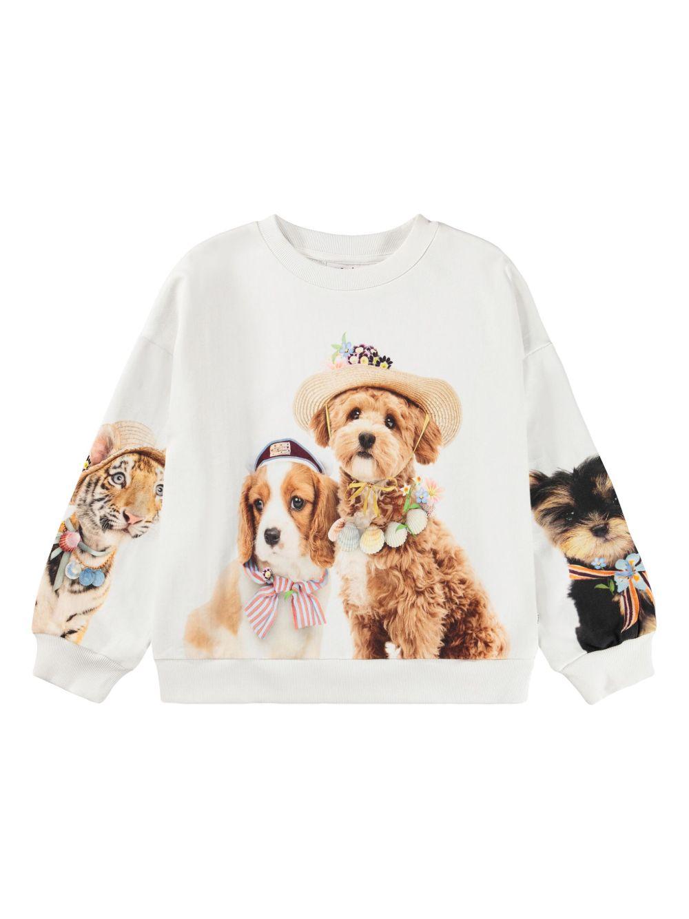 Felpa Maxi per bambina Molo bianca con stampa animali 2S26J204 5698 MOLO KIDS