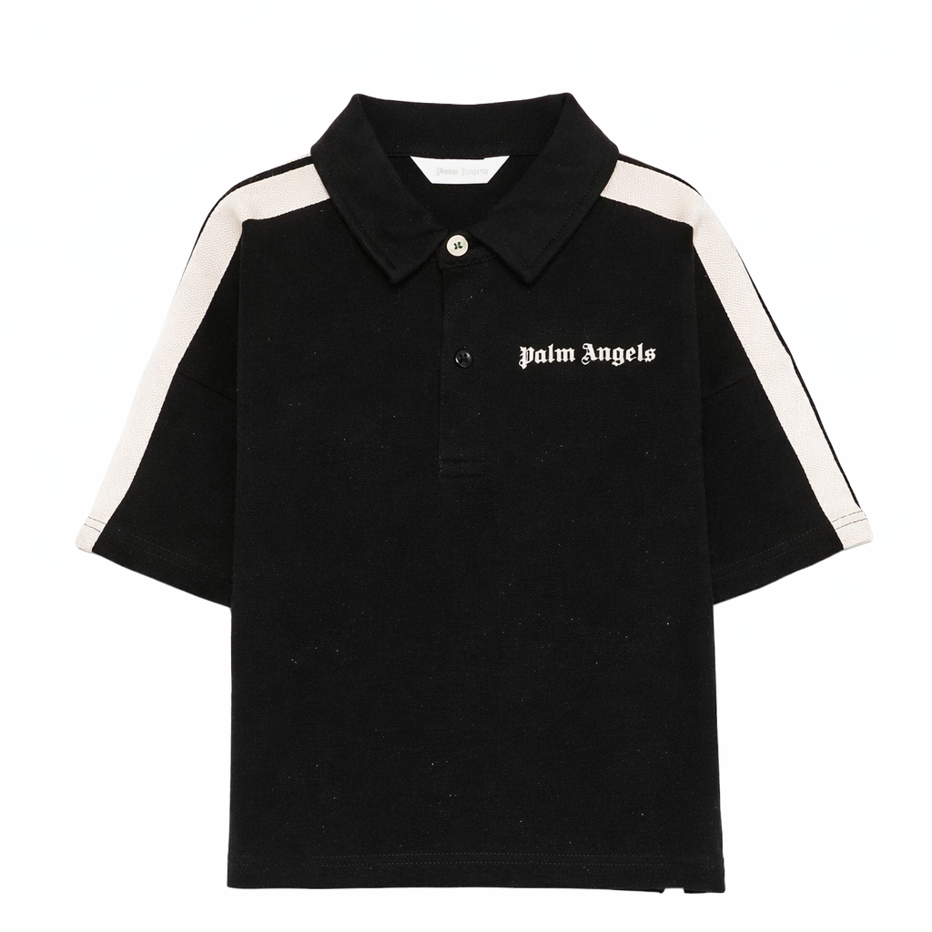 T-shirt per bambino Palm Angels Kids nera con logo sul davanti PBBD013S26FLE001 110 PALM ANGELS KIDS