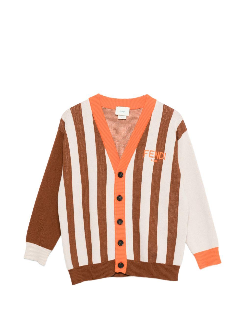 Cardigan per bambino Fendi Kids multicolore con scollo a V JMG138 AVVS F1UPR FENDI KIDS